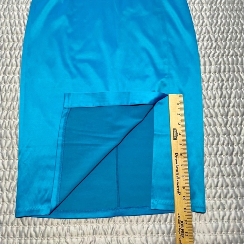 Turquoise Blue Satin Pinup Girl Pinup Couture Pinup Stars Skirt - Picture 8 of 11